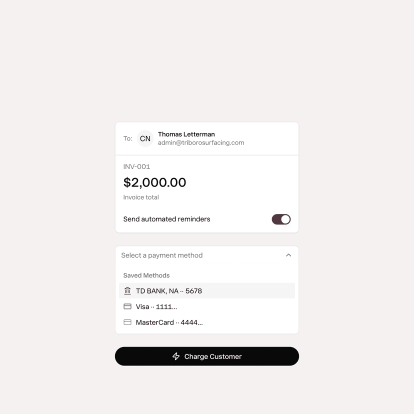Pulling ACH funds directly from a customer bank account