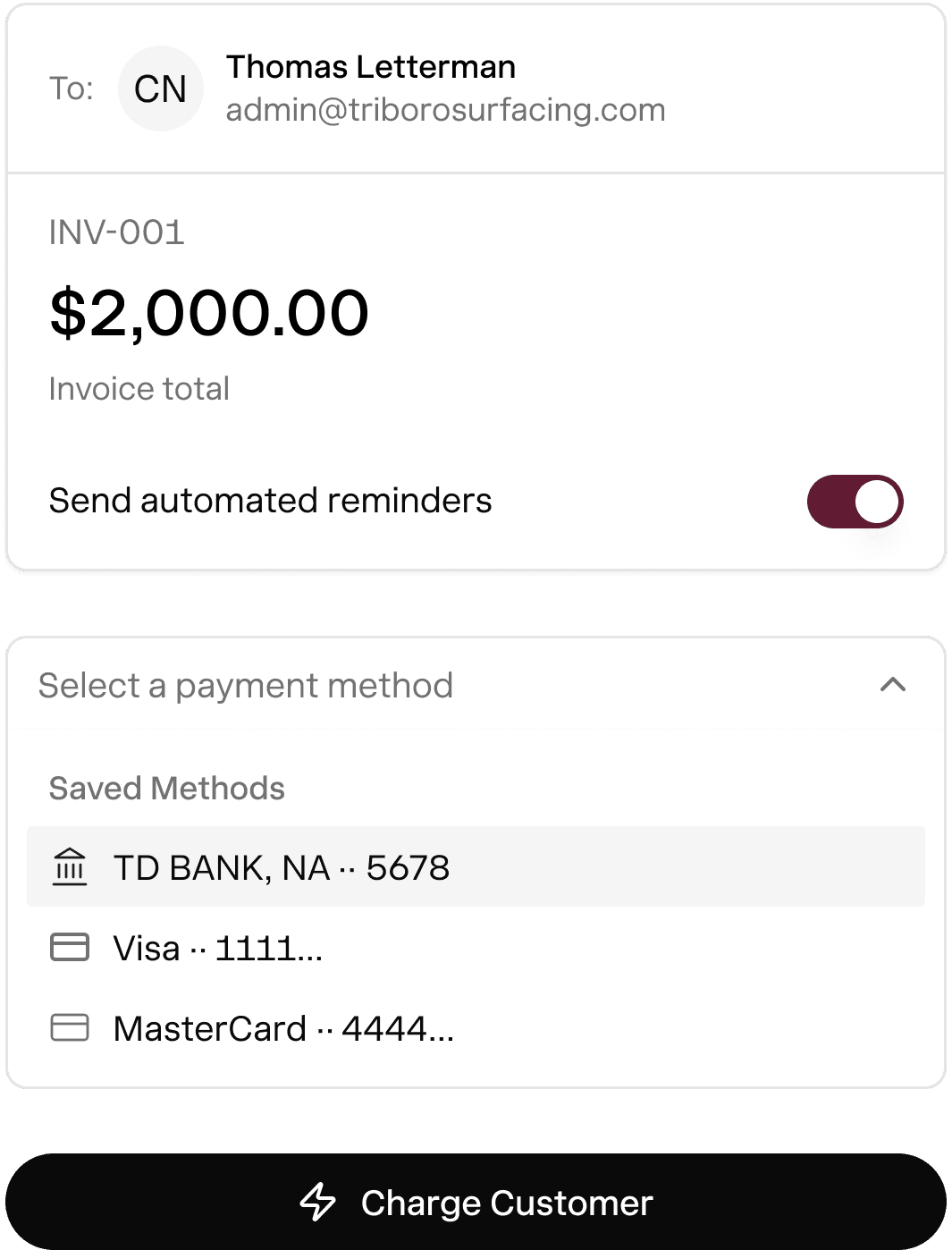 Nickel accounts receivable collecting an invoice payment