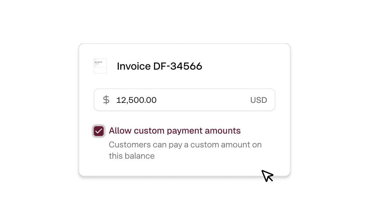 Variable-cost invoice where the customer enters the amount