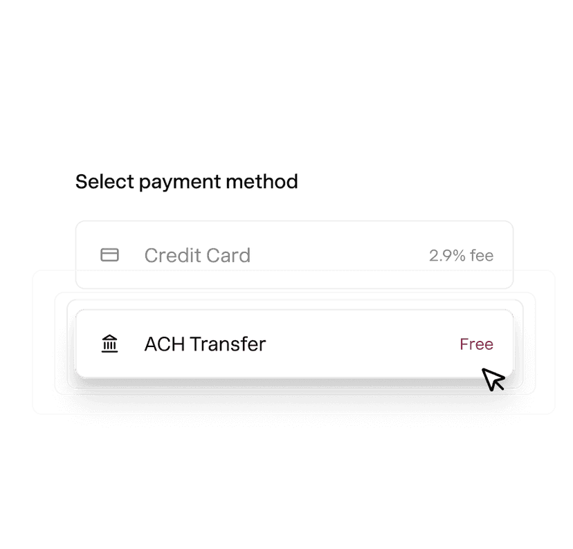 Free ACH payment with no fee on either side