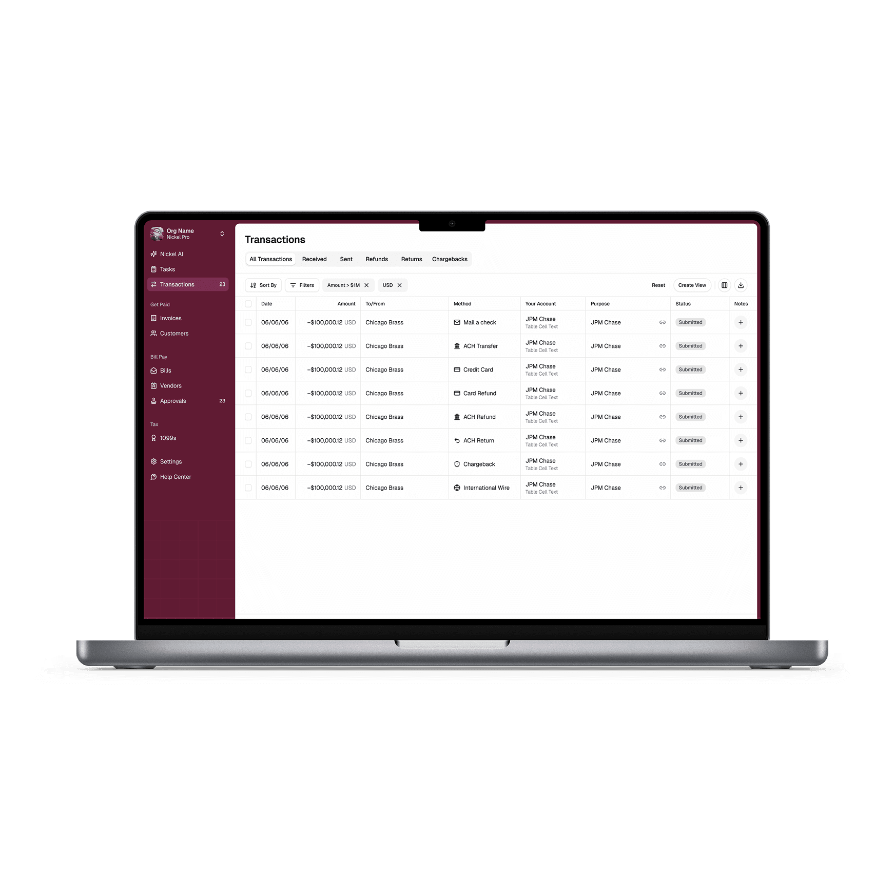 Intuitive Nickel interface acting as a full finance team