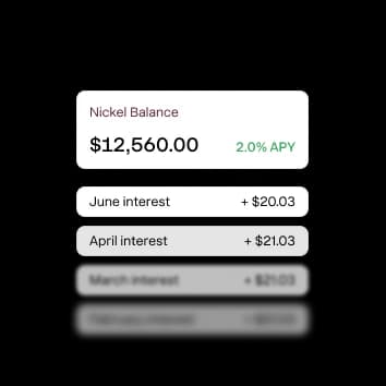 Idle cash earning 2% APY in Nickel Balance