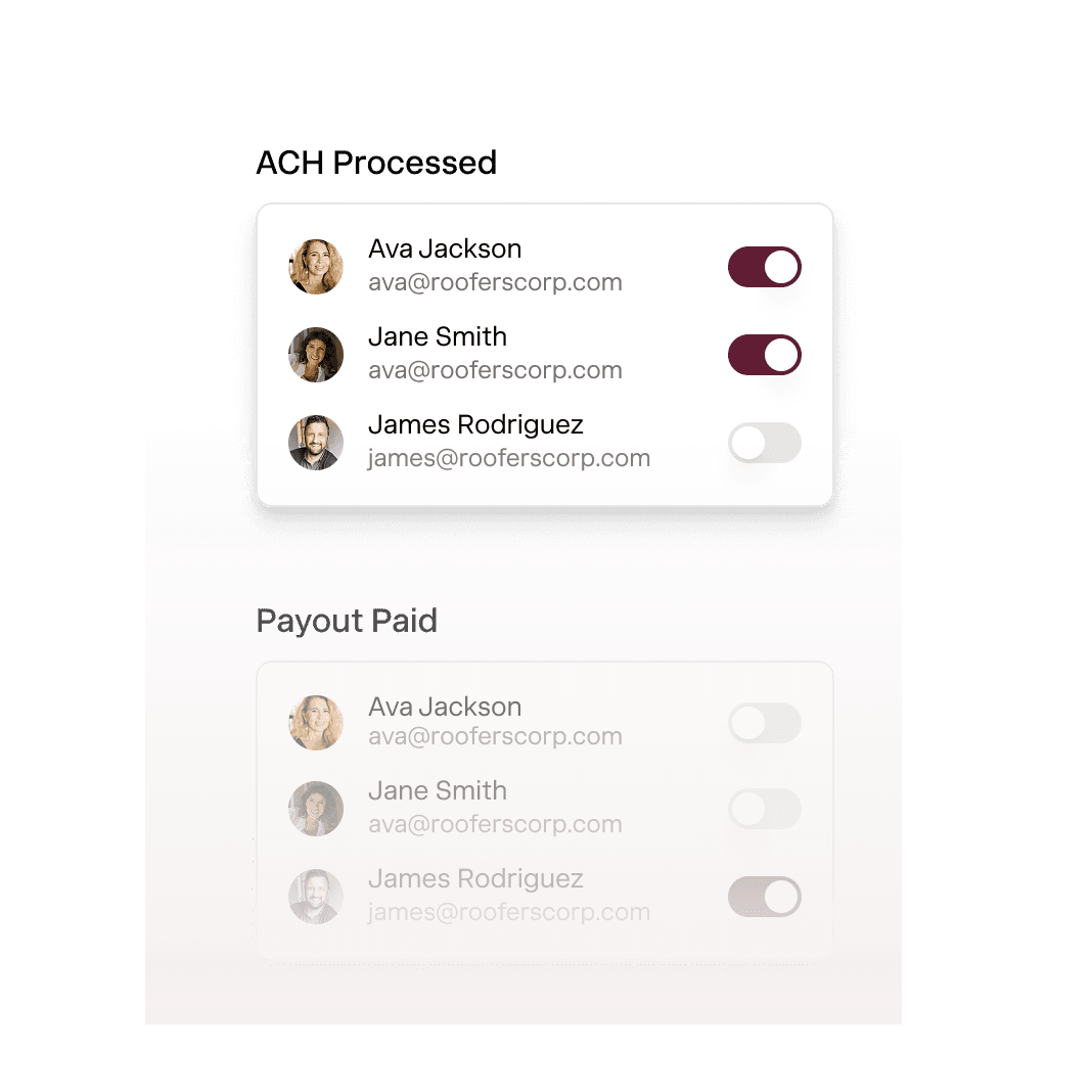Payment notifications alerting team members on status changes