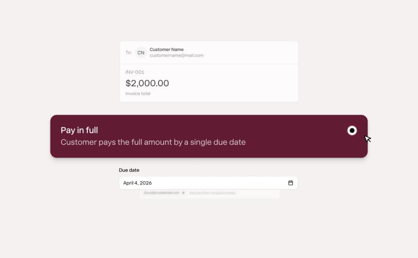 Invoice set to pay-in-full with a single due date