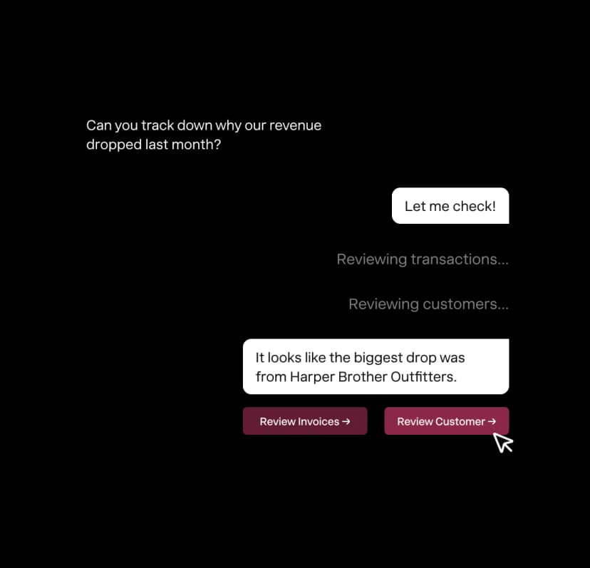 Penny answering a question about transactions and cashflow