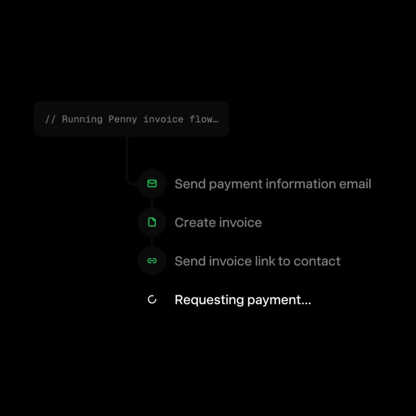 Penny drafting an invoice email with a payment link