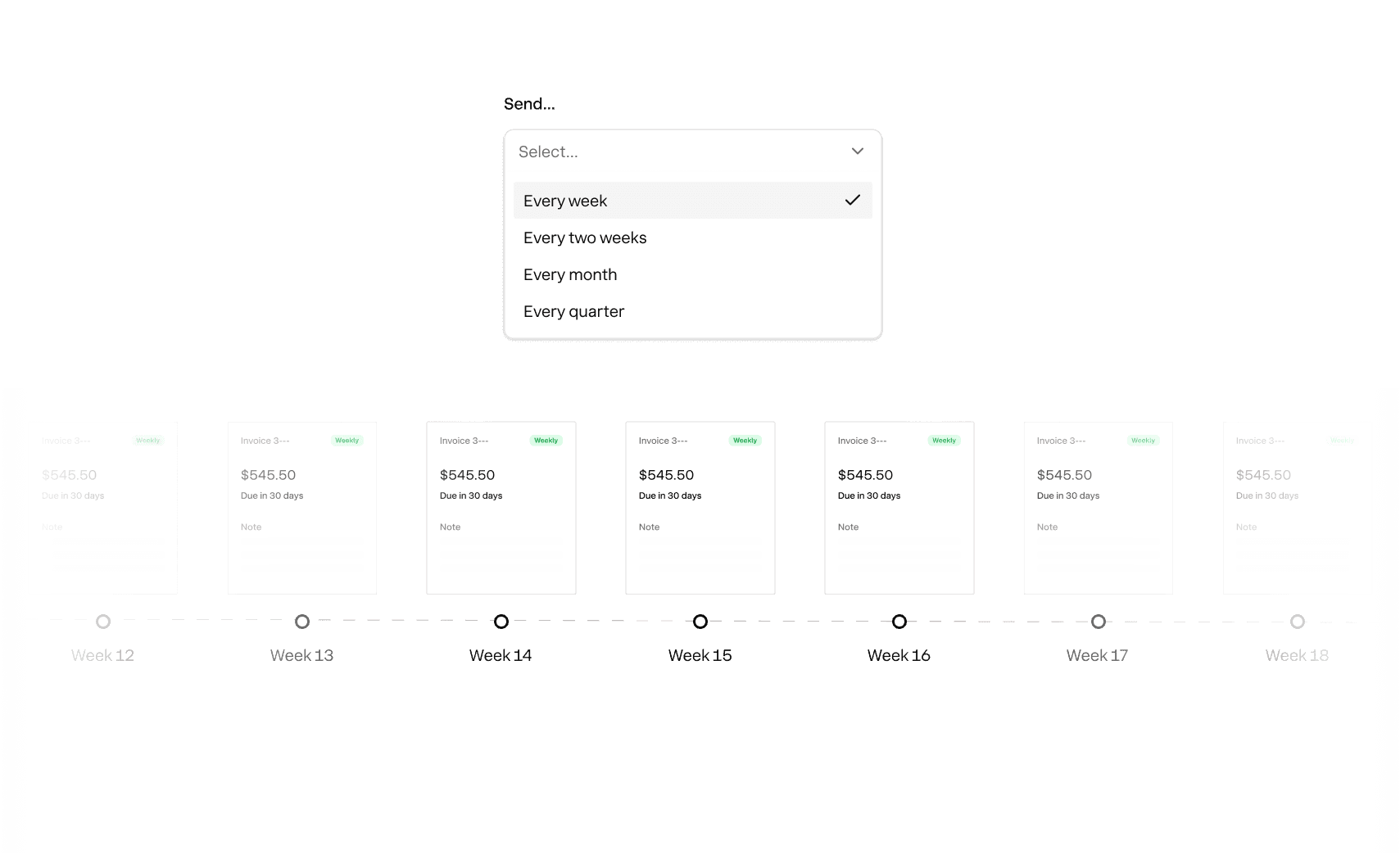 Recurring invoice schedule automating repeat billing