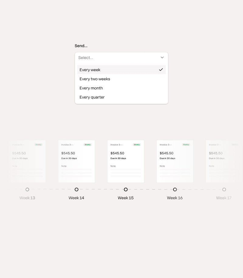 Recurring invoice timeline auto-generating and sending each cycle