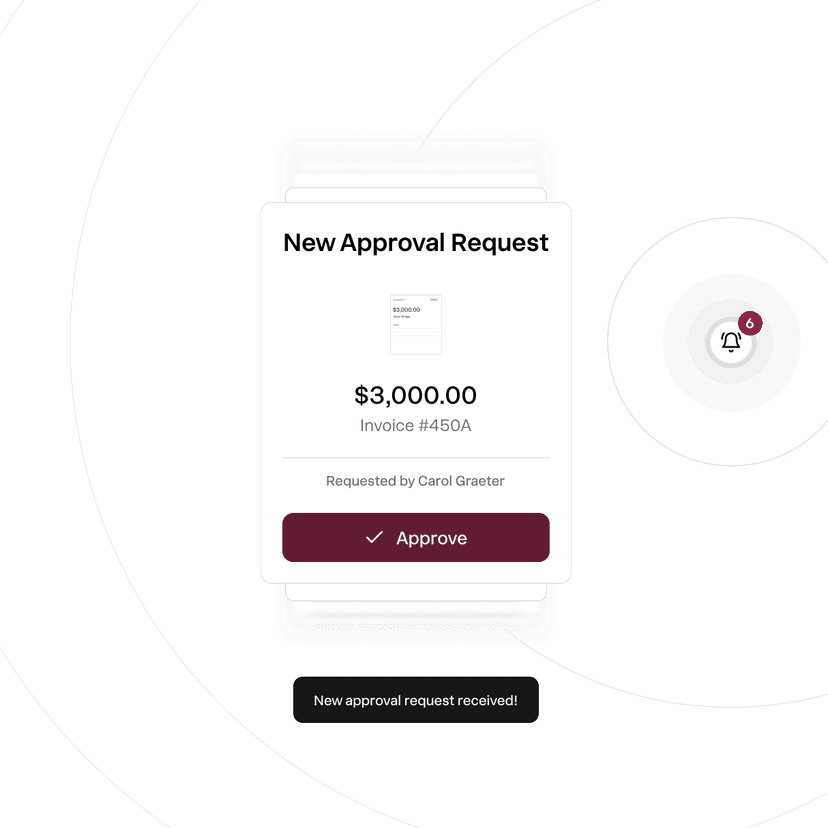 Custom approval workflow requesting client sign-off on a transaction