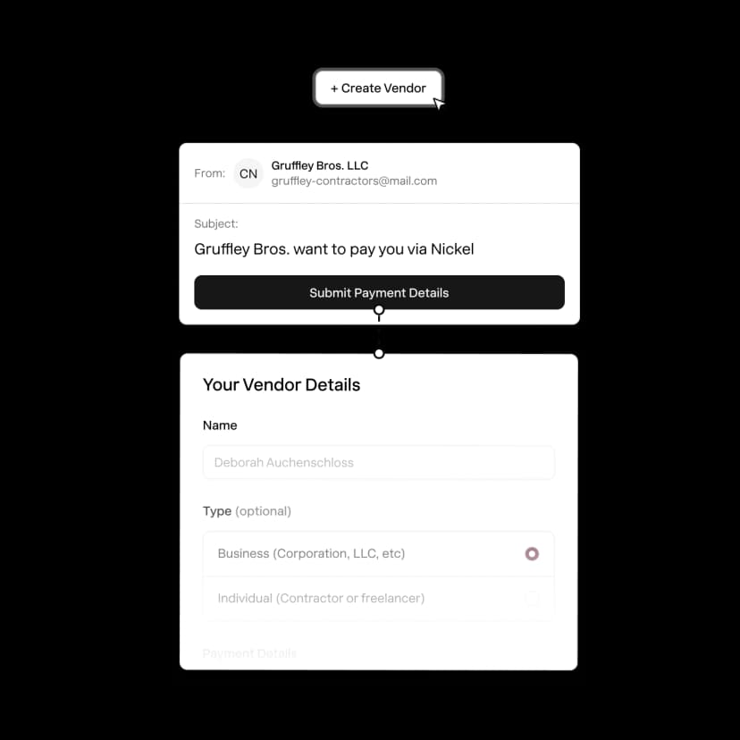 Vendor remittance details capturing how they want to get paid