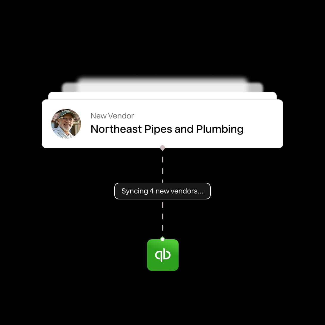 Onboarded vendor details syncing to QuickBooks in real time
