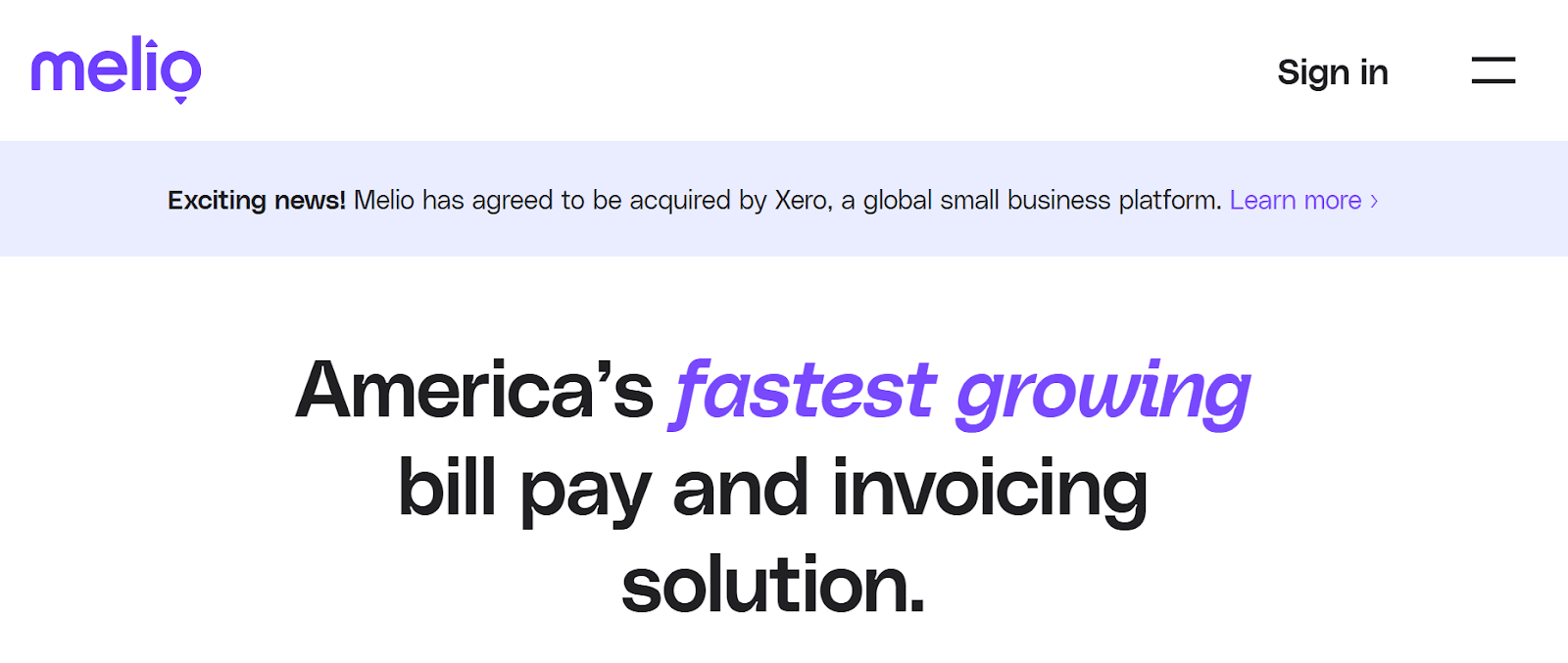 Melio accounts payable platform homepage, a QuickBooks Payments alternative