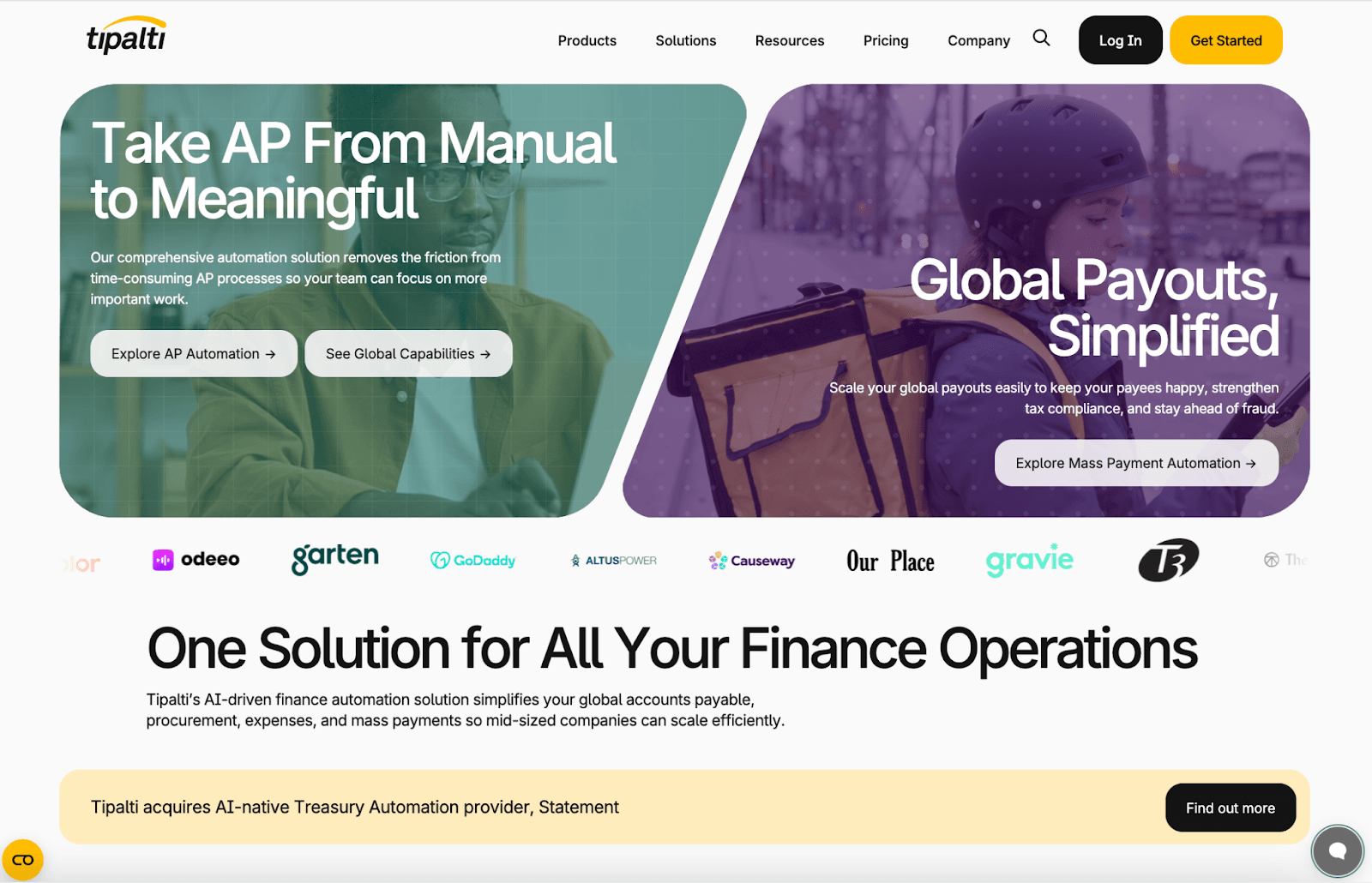Tipalti global payables automation homepage, a Melio alternative with enterprise pricing
